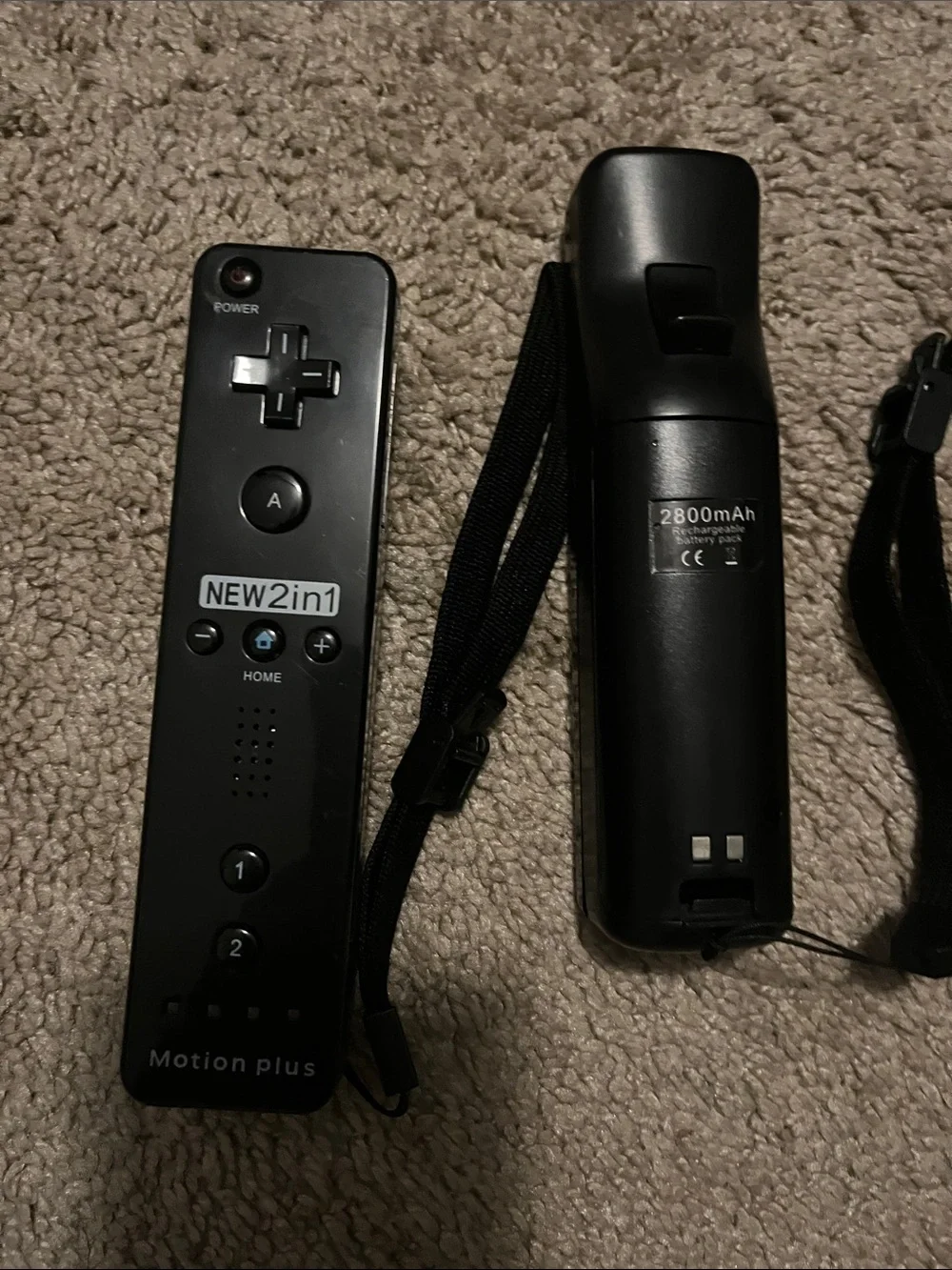 Set of two Black Motion Plus 2-in-1 Wireless Game Remotes (Pair)